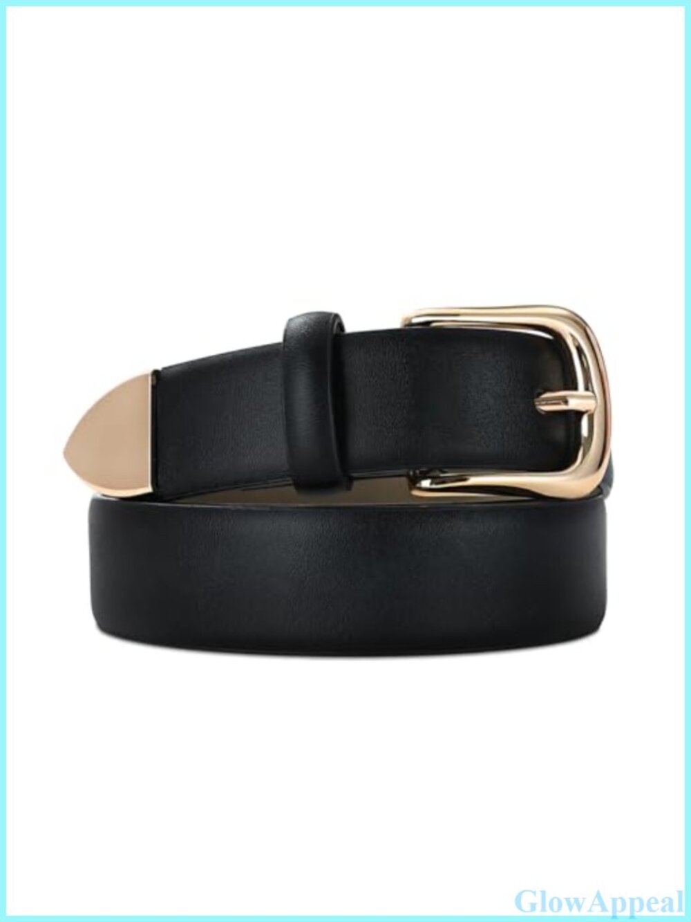Women's Leather Belt with Gold Buckle, 1.2" Waist Belt for Jeans Dresses